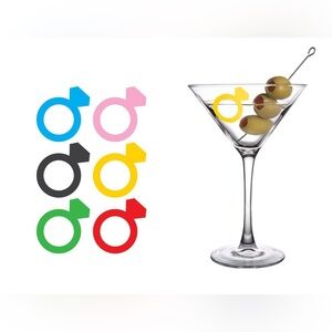🆕 Diamond Ring Drink Markers set of 6 Silicone Stickers wine charm Kikkerland